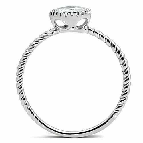 Brass CZ Round Solitaire Twisted Rope Ring view 7