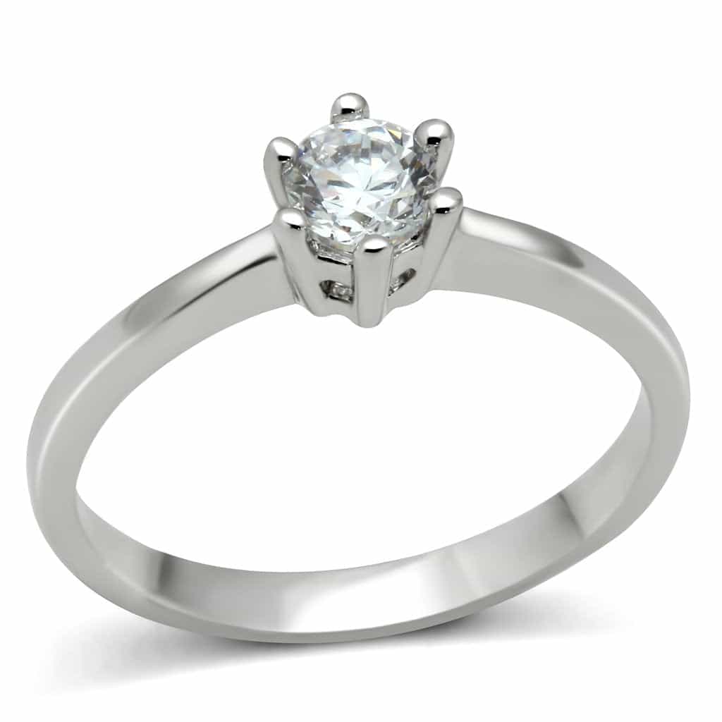 Brass Solitaire Slim Band Ring | The Stainless Jewelry view 5