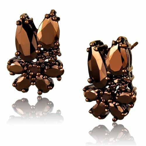 Brass Coffee CZ Pear Cluster Drop Ring | The Stainless Jewelry view 1