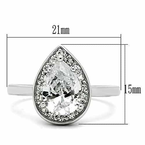 Brass CZ Pear Halo Ring 3W111 | The Stainless Jewelry view 5