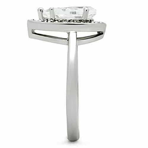 Brass CZ Pear Halo Ring 3W111 | The Stainless Jewelry view 6