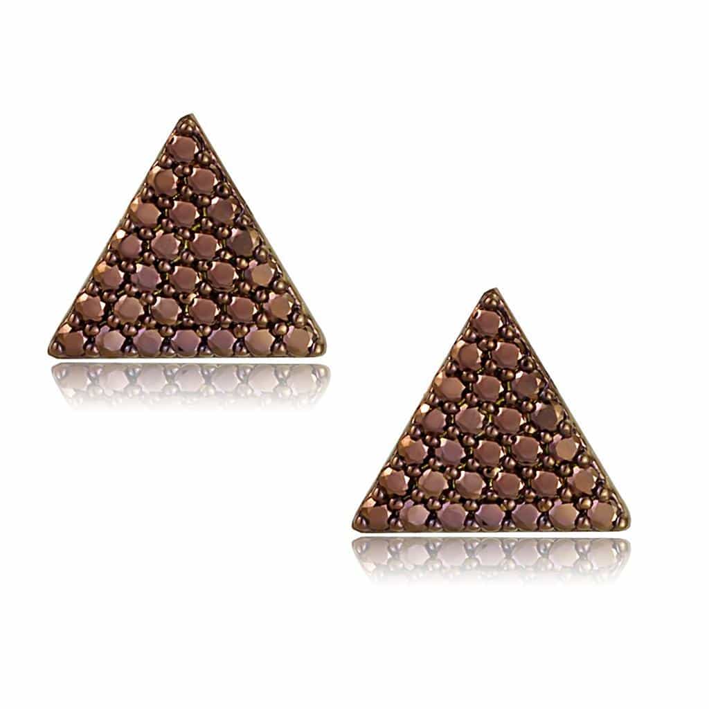 Brass Coffee CZ Pyramid Stud Ring | The Stainless Jewelry view 1