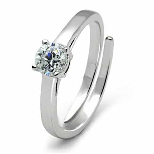 Brass CZ Round Slim Solitaire Ring | The Stainless Jewelry view 1