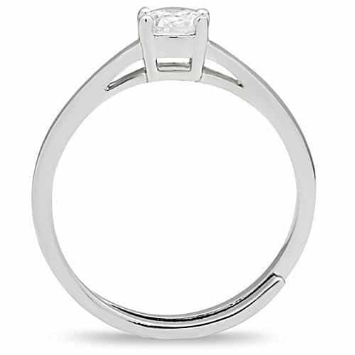 Brass CZ Round Slim Solitaire Ring | The Stainless Jewelry view 7