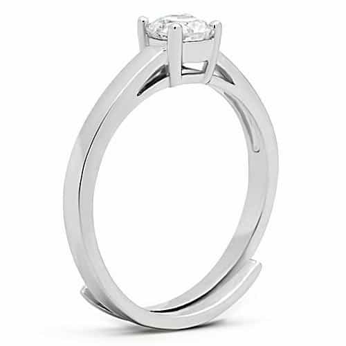 Brass CZ Round Slim Solitaire Ring | The Stainless Jewelry view 8