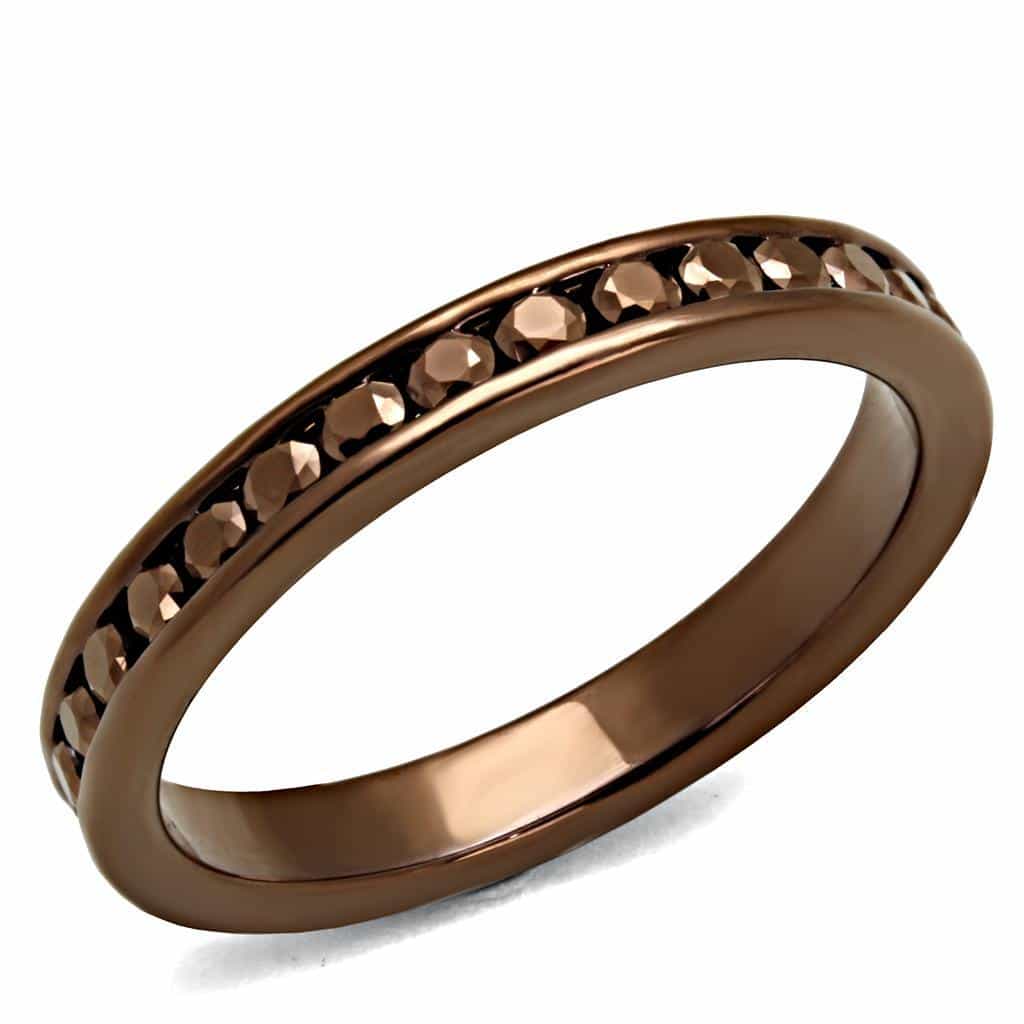 Brass Coffee CZ Bezel Channel Eternity Ring view 1