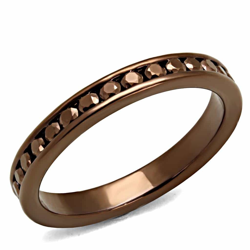 Brass Coffee CZ Bezel Channel Eternity Ring view 6
