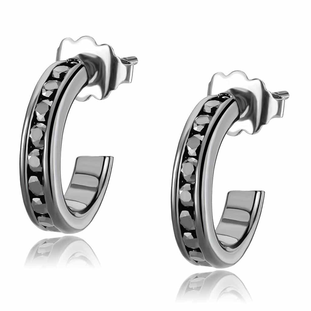 Brass Black CZ Channel Hoop Ring | The Stainless Jewelry view 1