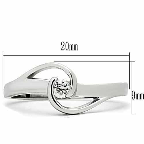 Brass CZ Round Bezel Bypass Ring 3W114 | The Stainless Jewelry view 2