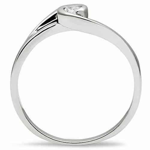 Brass CZ Round Bezel Bypass Ring 3W114 | The Stainless Jewelry view 7