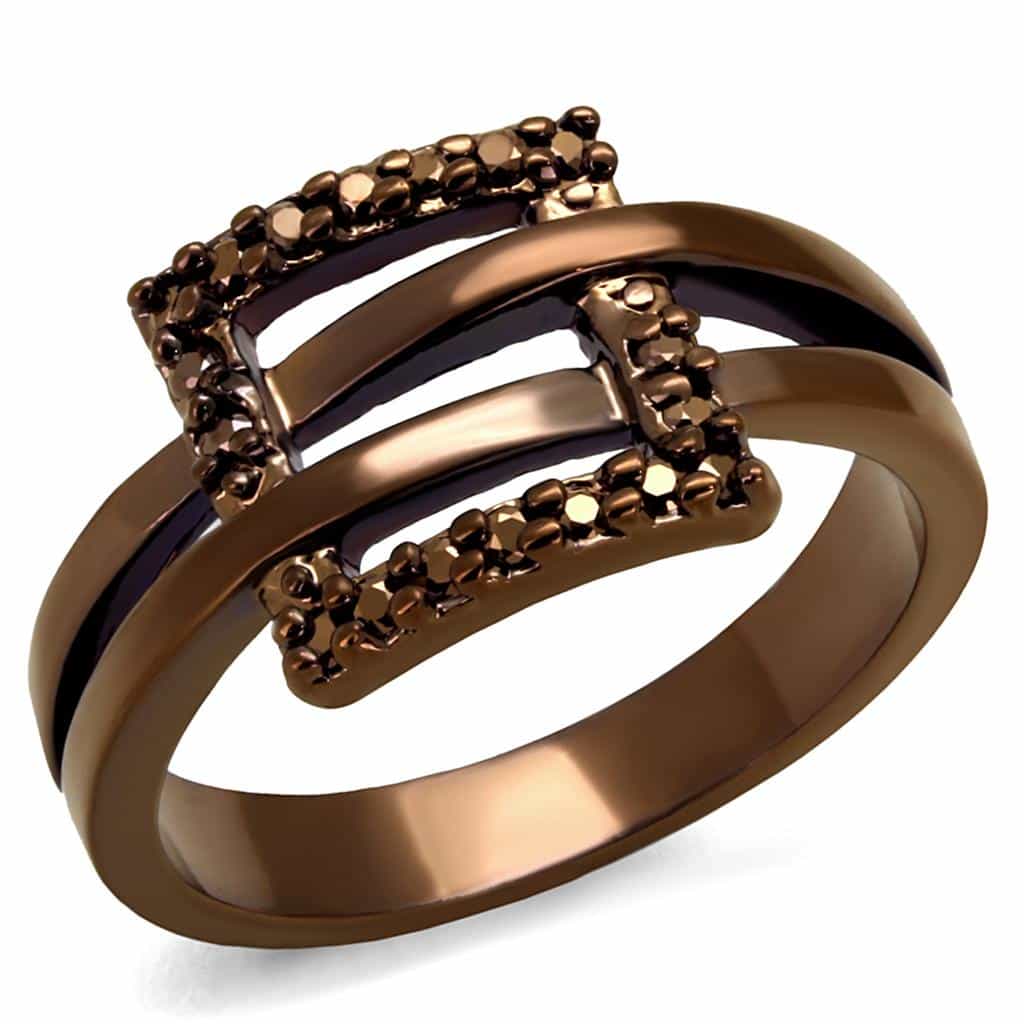 Brass Coffee CZ Open Triple Band Ring | The Stainless Jewelry view 1