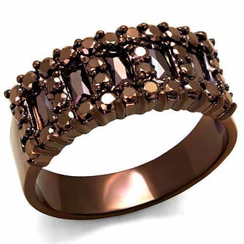 Brass Coffee CZ Five-Stone Cluster Band Ring view 5