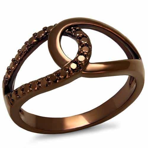 Brass Coffee CZ Open Loop Ring | The Stainless Jewelry view 5