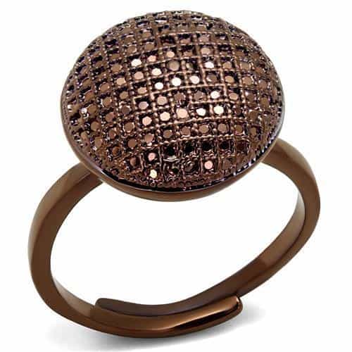 Brass Coffee CZ Pavé Large Dome Ball Ring | The Stainless Jewelry view 1