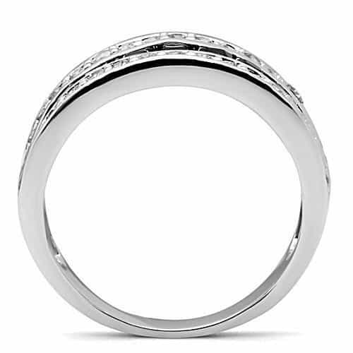 Brass Black White CZ Baguette Channel Wide Ring view 7