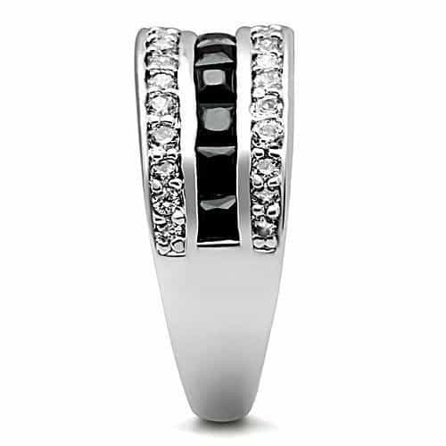 Brass Black White CZ Baguette Channel Wide Ring view 8