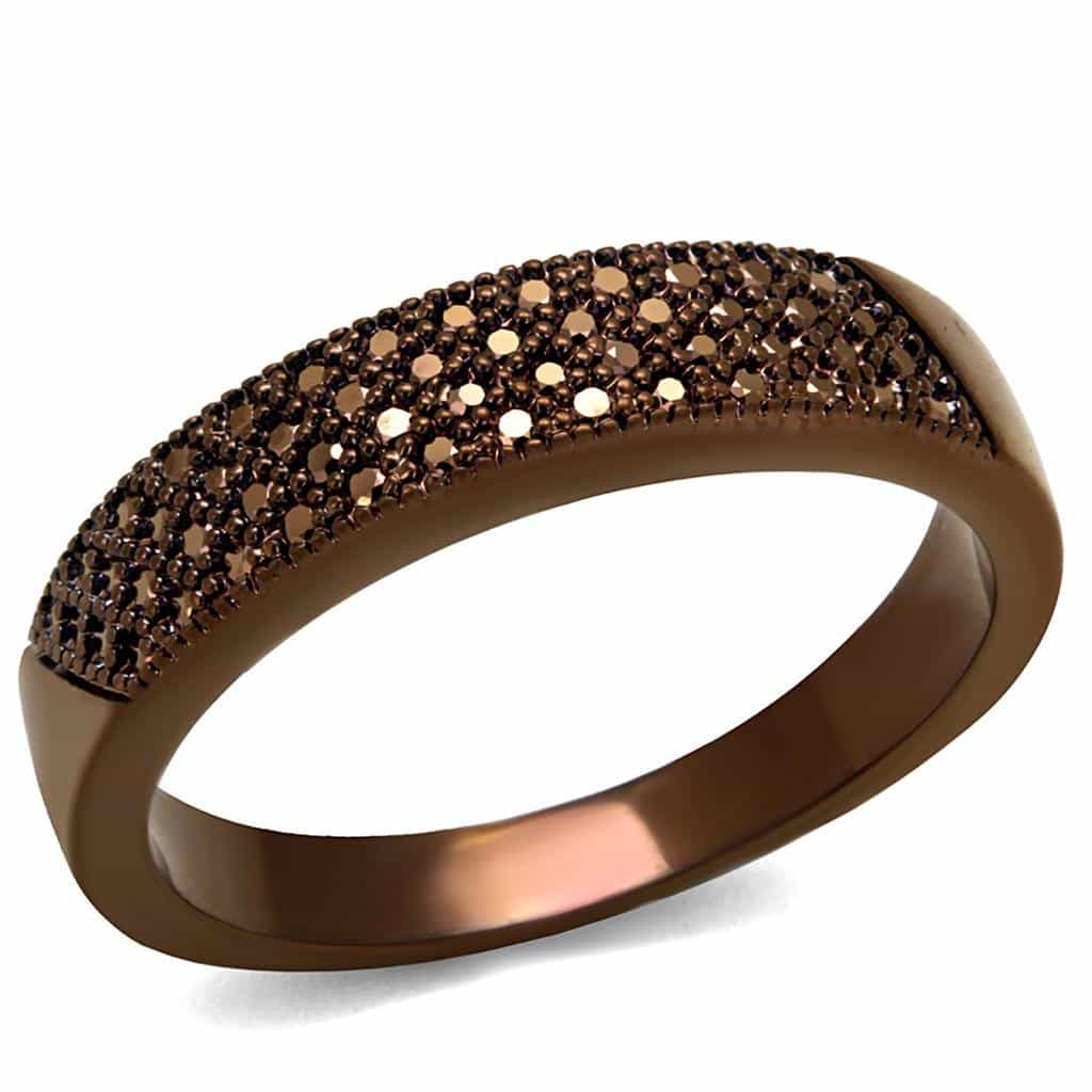 Brass Coffee CZ Pavé Dome Wide Ring | The Stainless Jewelry view 1