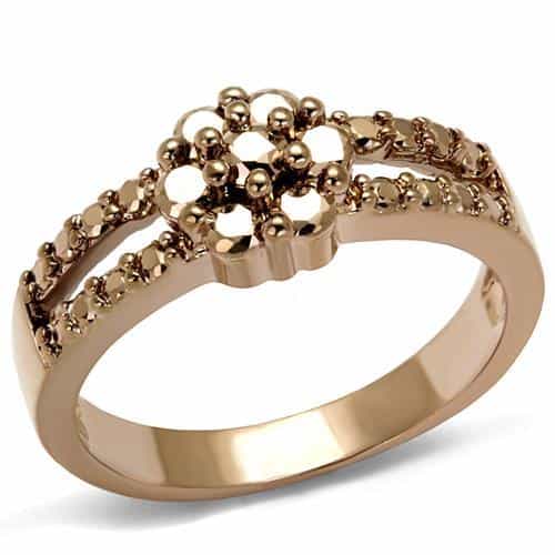 Brass Gold CZ Flower Cluster Double Band Ring view 1