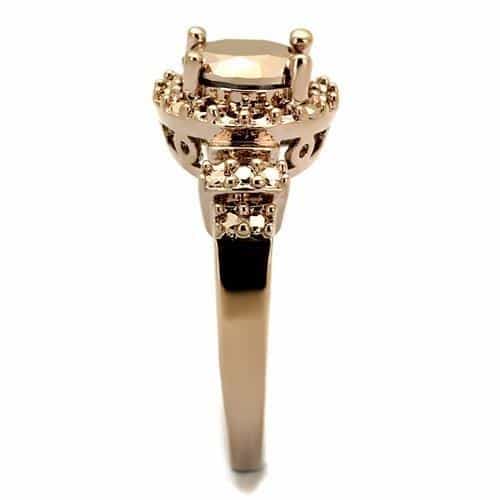 Brass Gold CZ Round Halo Solitaire Ring | The Stainless Jewelry view 8