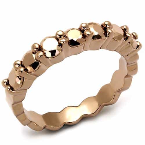 Brass Gold CZ Flower Eternity Ring | The Stainless Jewelry view 1