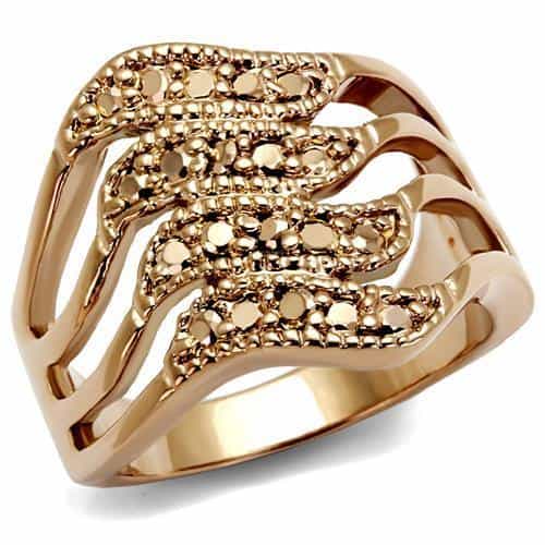 Brass Gold CZ Multi-Band Swirl Wide Ring | The Stainless Jewelry view 5
