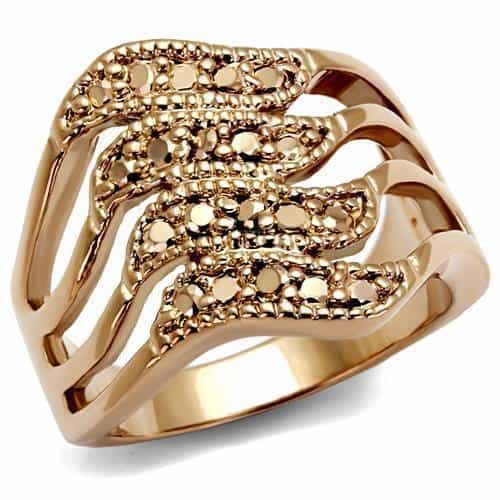 Brass Gold CZ Multi-Band Swirl Wide Ring | The Stainless Jewelry view 1
