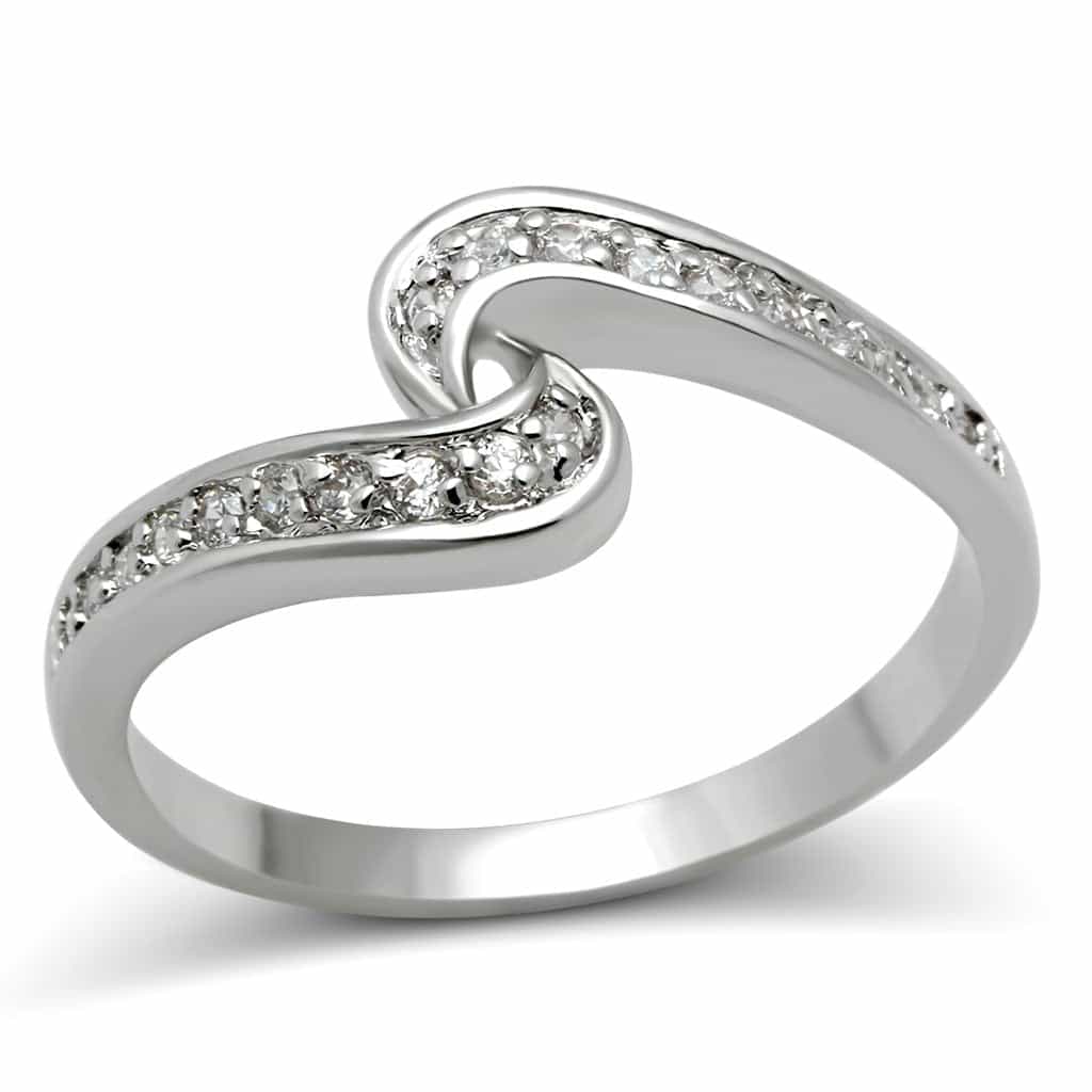 Brass CZ Crossover X Band Ring | The Stainless Jewelry view 1