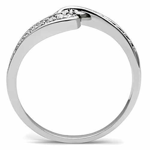 Brass CZ Crossover X Band Ring | The Stainless Jewelry view 3