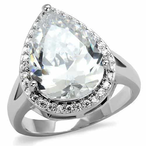 Brass CZ Pear Halo Cocktail Ring 3W1215 | The Stainless Jewelry view 1