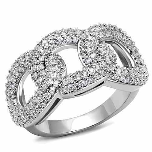 Brass CZ Pavé Interlocking Link Wide Ring | The Stainless Jewelry view 5