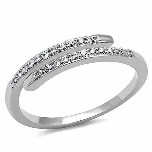 Brass CZ Wave Split Band Ring | The Stainless Jewelry view 1