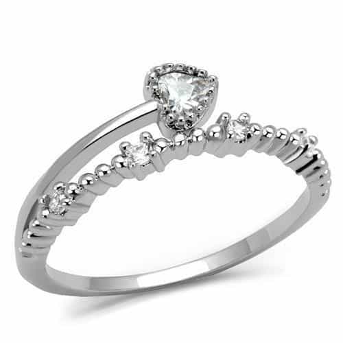 Brass CZ Pear Solitaire Pavé Band Ring 3W1223 view 1