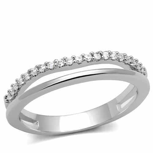 Brass CZ Double Band Split Ring | The Stainless Jewelry view 1