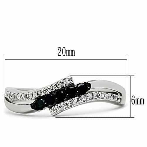 Brass Black White CZ Diagonal Bypass Ring | The Stainless Jewelry view 2