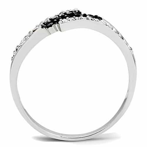Brass Black White CZ Diagonal Bypass Ring | The Stainless Jewelry view 3