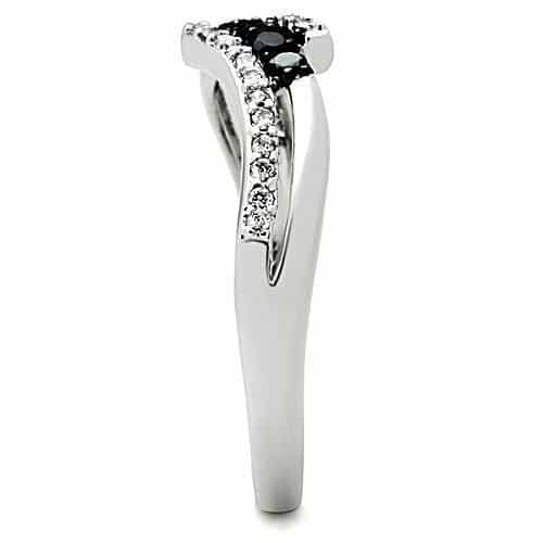 Brass Black White CZ Diagonal Bypass Ring | The Stainless Jewelry view 8