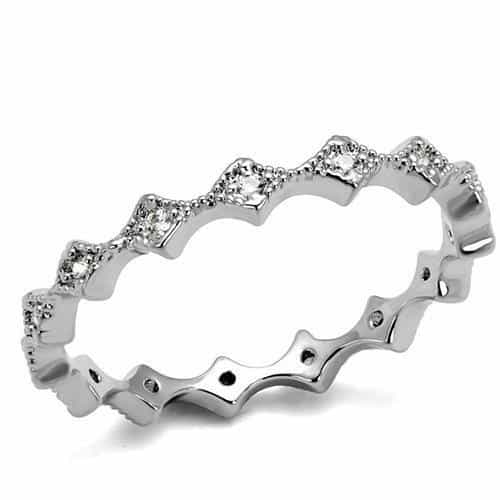 Brass CZ Scallop Wave Eternity Ring | The Stainless Jewelry view 5