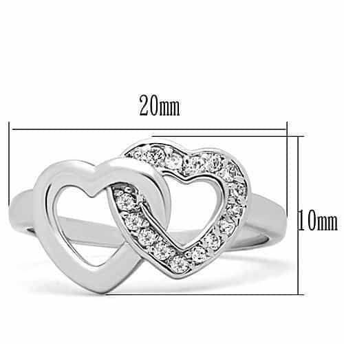 Brass CZ Double Open Heart Ring | The Stainless Jewelry view 2