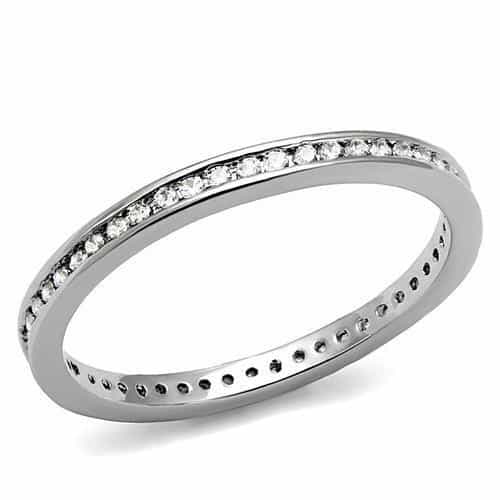 Brass CZ Channel-Set Thin Eternity Ring | The Stainless Jewelry view 1