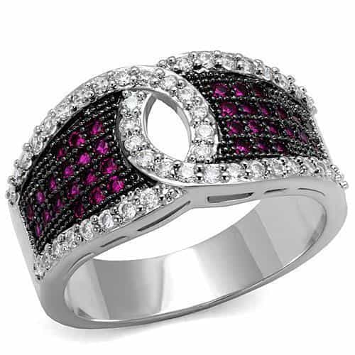 Brass Ruby CZ Open Oval Wide Ring | The Stainless Jewelry view 1