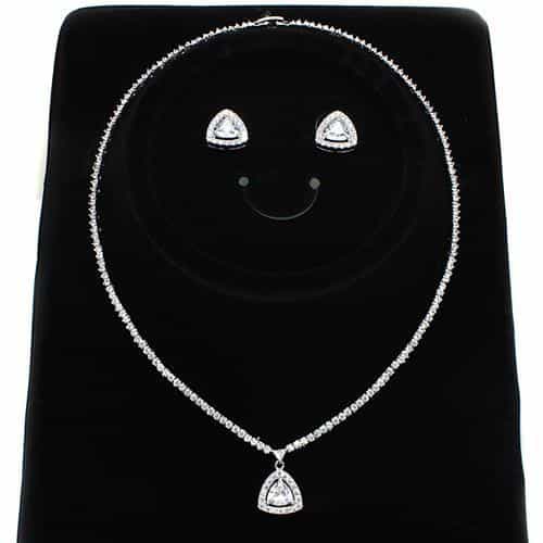Brass CZ Pear Pendant Stud Set Pendant | The Stainless Jewelry view 5