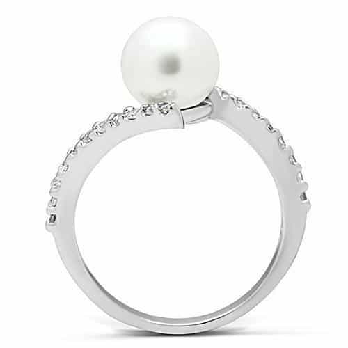 Brass Pearl CZ Pavé Bypass Ring | The Stainless Jewelry view 7
