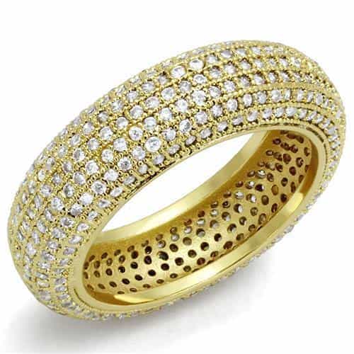 Brass Gold CZ Full Pavé Wide Eternity Ring view 1