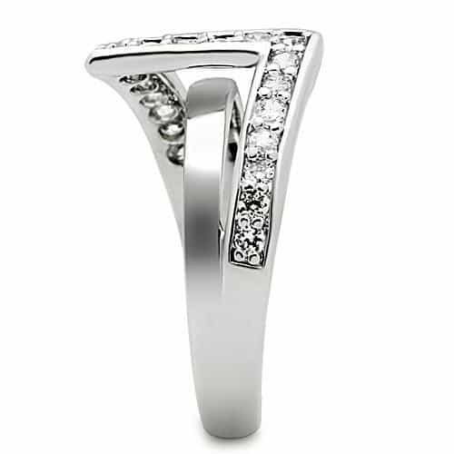 Brass CZ Double V Pavé Ring | The Stainless Jewelry view 8