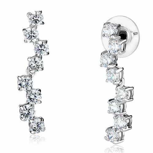 Brass CZ Graduated Five-Stone Ear Climber Earrings view 1