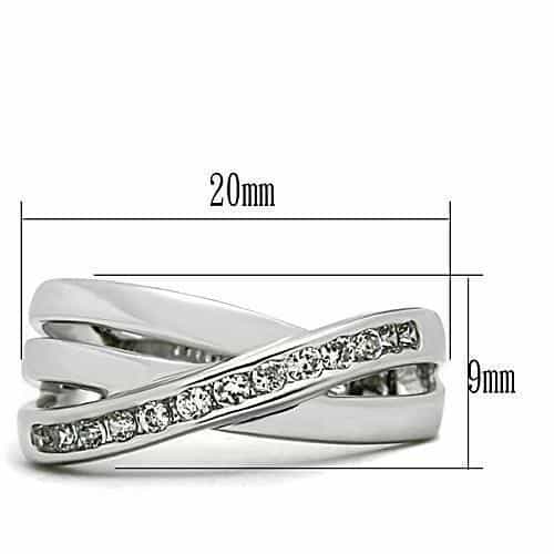 Brass CZ Channel Crossover X Band Ring | The Stainless Jewelry view 2