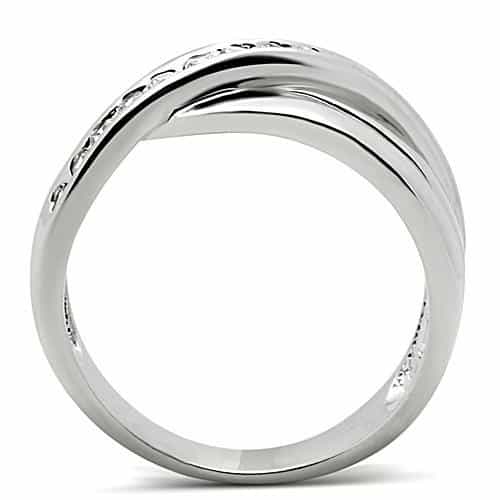Brass CZ Channel Crossover X Band Ring | The Stainless Jewelry view 3