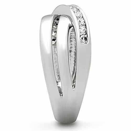Brass CZ Channel Crossover X Band Ring | The Stainless Jewelry view 8