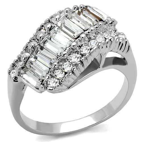 Brass CZ Baguette Multi-Row Tiered Ring | The Stainless Jewelry view 1