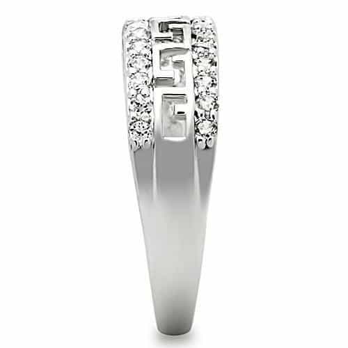 Brass CZ Greek Key Wide Band Ring | The Stainless Jewelry view 4